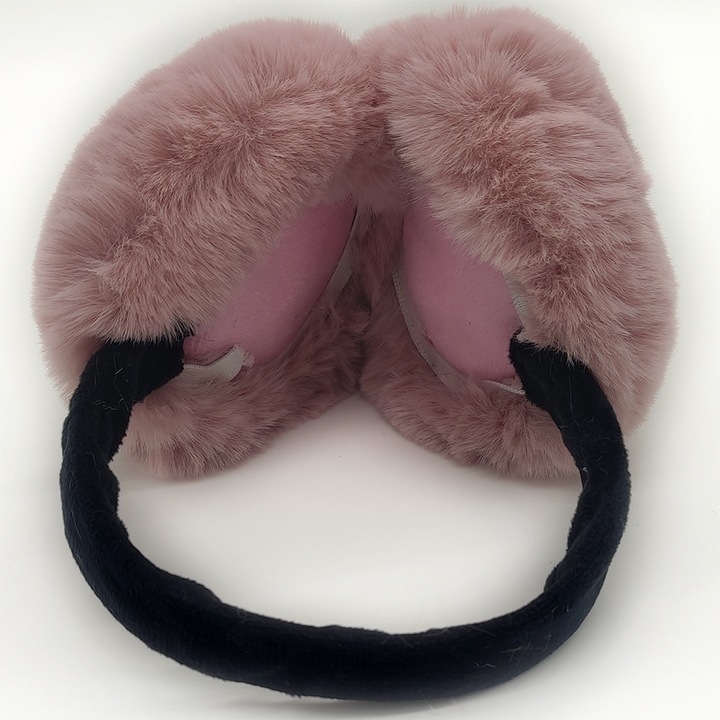 Acoperitori pentru urechi Dama, pufoase, protectie impotriva frigului, calduroase, model casti pliabile, one size, Roz, Roz murdar, One-Size