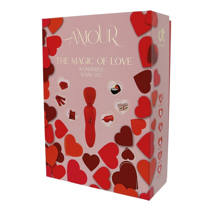 Комплект еротични аксесоари Amour, The Magic Of Love Wonderful Wand, Еротичен подарък за двойки, 7 продукта