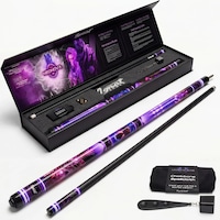 Tac pentru Biliard din 2 Piese, din Artar Canadian, Lungime 148 cm, Varf 12.5 mm, 19 oz, cu Cutie Premium si Accesorii pentru Intretinut Tacul, Neonova