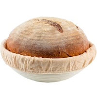 Cos din ratan pentru paine, SINBINTA, Cos ratan dospire aluat, Cu husa din bumbac detasabila, Fara substante chimice, Usor de utilizat si curat, Pentru profesionisti si brutarii acasa, Rotund, 23 × 8.5cm, Maro
