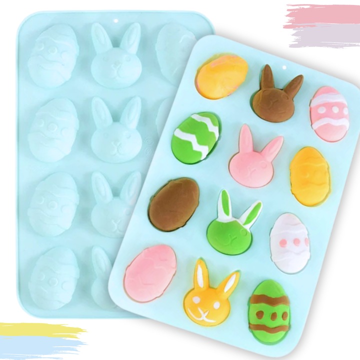 Forma pentru prajituri, multifunctionalitate, silicon neaderent, forme unice, lungime 22, 5 cm x latime 15 cm x adancime 2 cm, multicolor