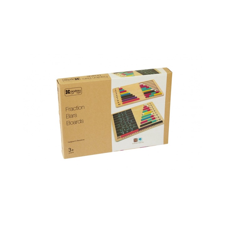 Joc matematic si logica sub forma de tablita pentru invatare fractii, 2 tablite incluse, piese multicolore, dimensiune tabla 30 x 22 cm, varsta +7 ani