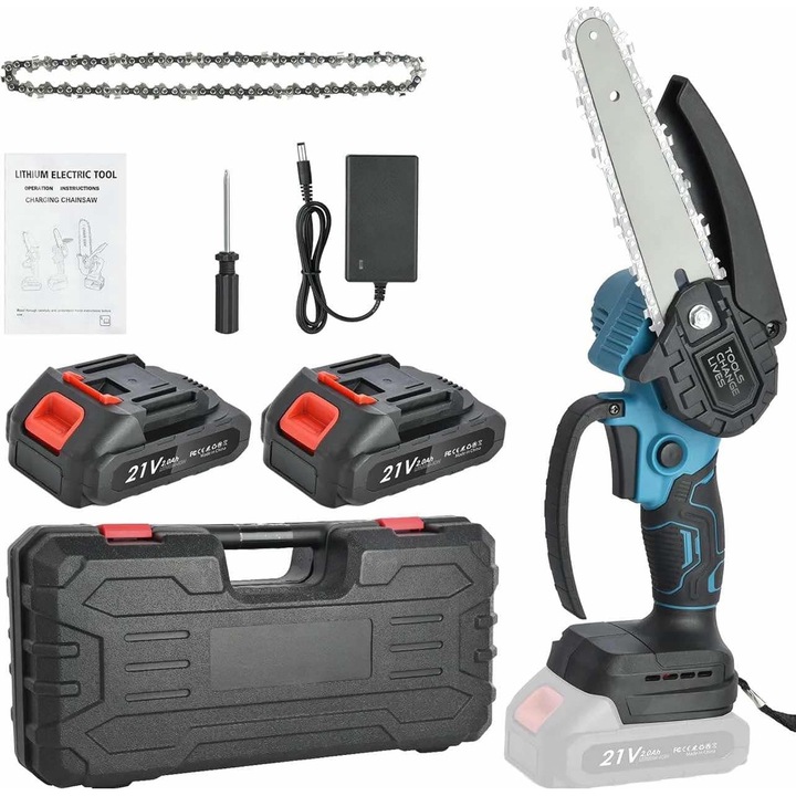 Drujba Fierastrau cu 2 AcumulatorI ALG™, Lama 6 inch, 2 Lanturi, Fara Fir, Portabil