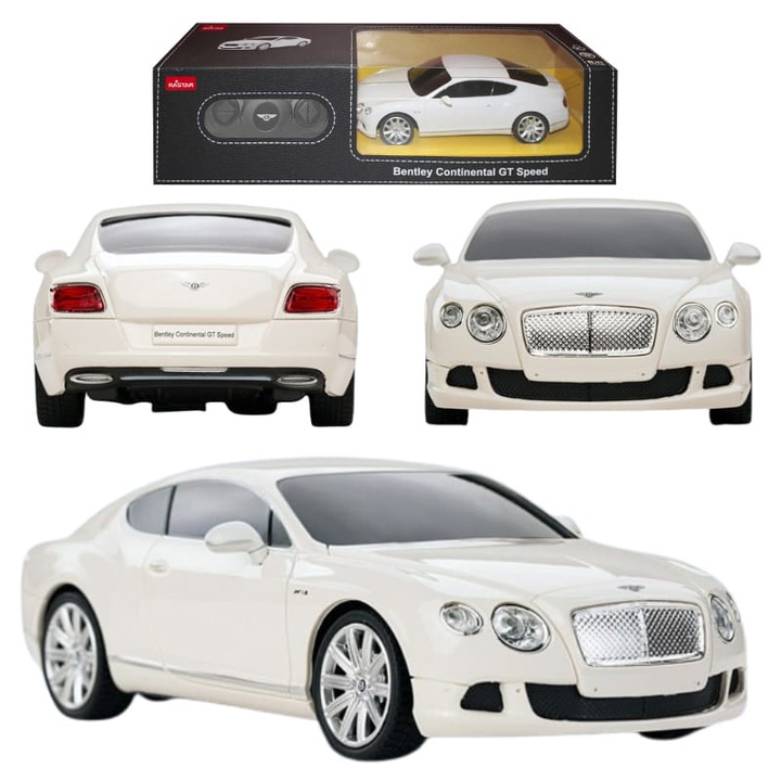RC кола с дистанционно управление, Rastar, Bentley Continental Gt Speed, 1:24, бяло
