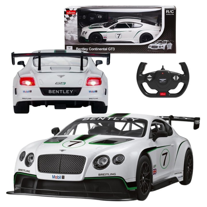 Masina Cu Telecomanda RC, Rastar, Bentley Continental GT3, 1:14, Gri