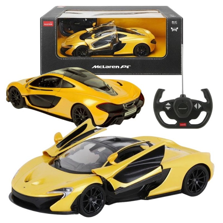 Masina Cu Telecomanda RC, Rastar, McLaren P1, Deschidere Usa Controlata De La Distanta, 1:14, Galben