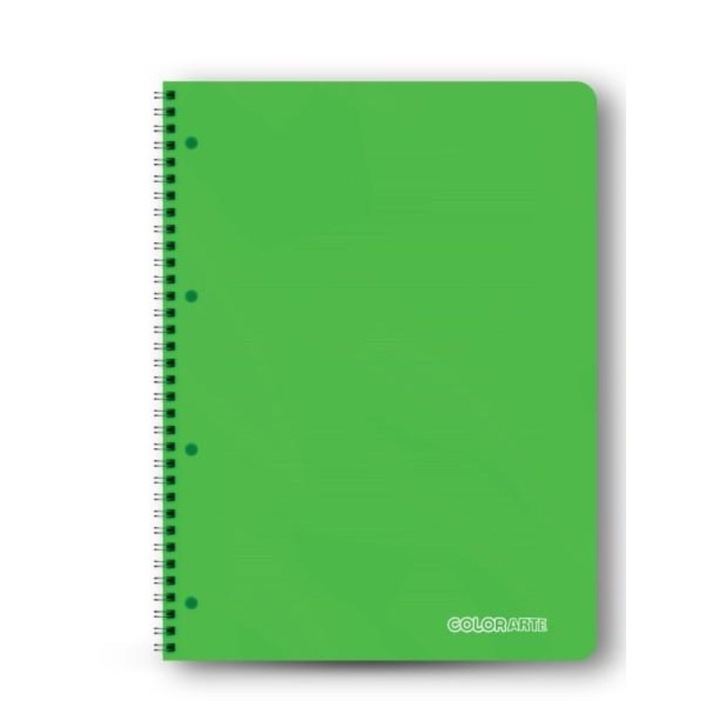 Caiet A4 100 file spira metalica dictando 70g Colorarte coperta PP 350mic verde