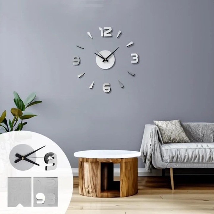 Ceas de Perete Argintiu DIY 35cm