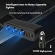 Modulator FM Bluetooth 5.0, Adaptor priza auto multiplicator 120W, Timebox,, Incarcator auto, incarcator auto, bricheta, unu-la-trei cu interfata QC3.0+dual USB+PD de incarcare rapida 12V24, Negru