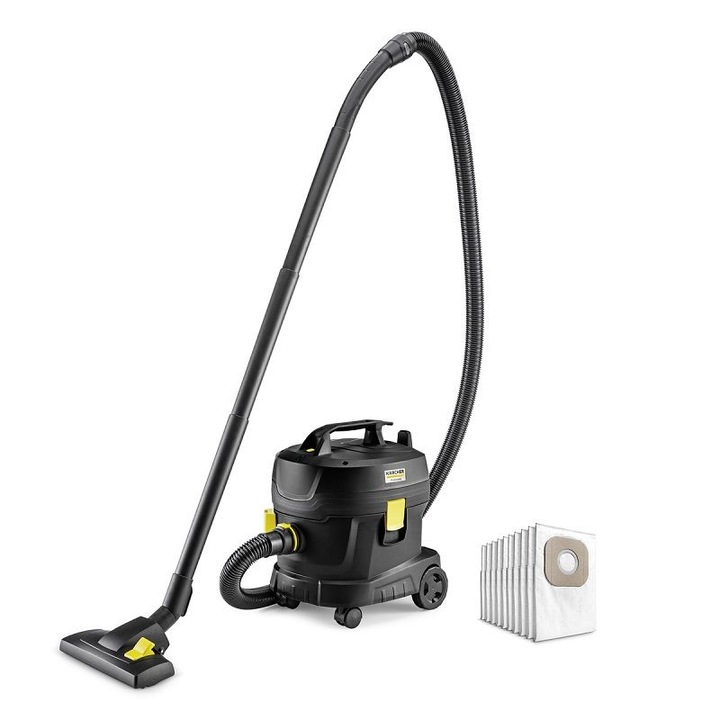 Прахосмукачка за сухо почистване Karcher T 11/1 Classic Re!Plast Anniversary Edition + 10 торби, Захранване 230 V, Вакуум 235 mbar, Обем на въздуха 40 l/s, Номинална мощност 850 W`
