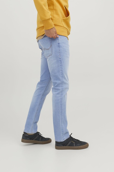 Jack & Jones, Blugi slim fit cu aspect decolorat, Albastru