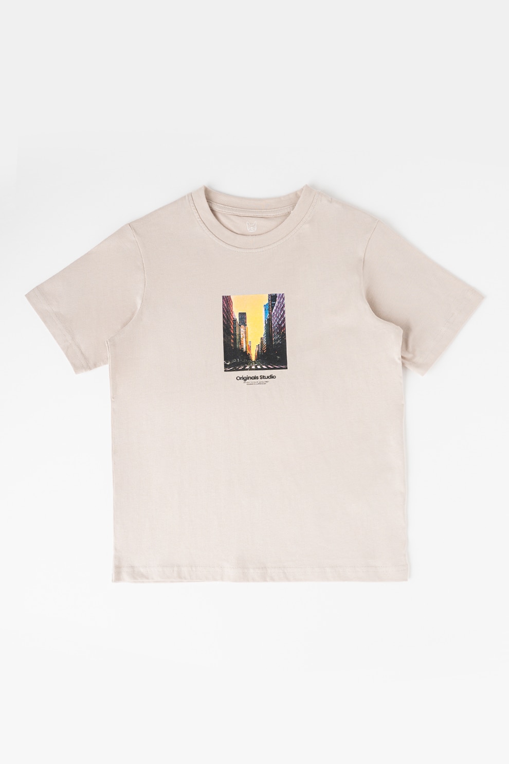 Jack & Jones, Tricou de bumbac cu model grafic, Galben, Maro nisip, 152 CM