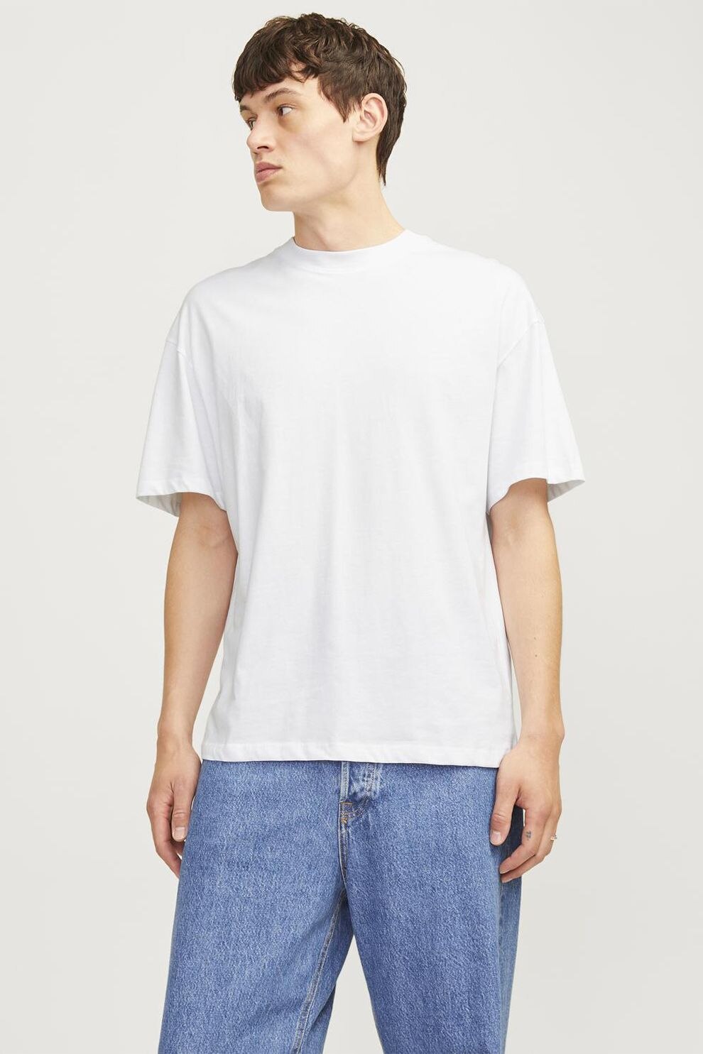 Jack & Jones, Set de tricouri uni de bumbac - 2 piese, Alb, Negru, XL