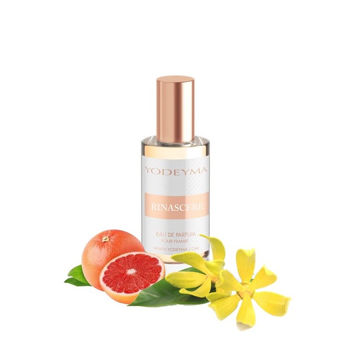 Yodeyma Rinascere Eau de Parfum nőknek, grapefruit, ylang ylang és pézsma árnyalatai elegáns és energikus nőnek, 15ml