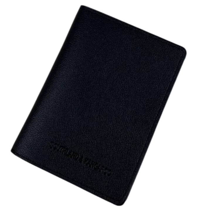 Mini portofel compact din piele PU, subtire si portabil, design modern si elegant - Negru