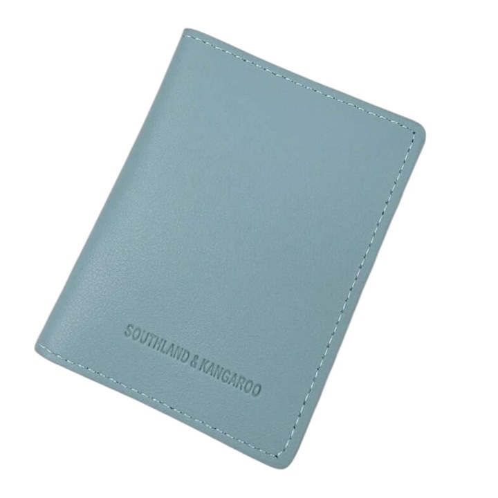 Mini portofel compact din piele PU, subtire si portabil, design modern si elegant - Turcoaz