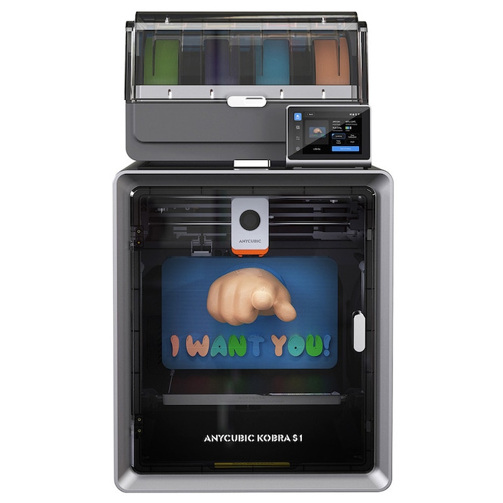 Imprimanta 3D Anycubic Kobra S1 Combo, Viteza maxima 600mm/h, Negru