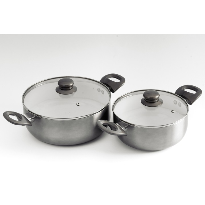 Kerámia bevonatú alumínium edénykészlet, üvegtetővel (4 db) Szürke, 20-24 cm