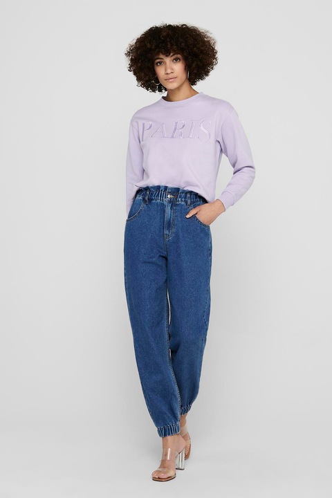 JdY, Bluza de trening cu text brodat, Violet deschis, L