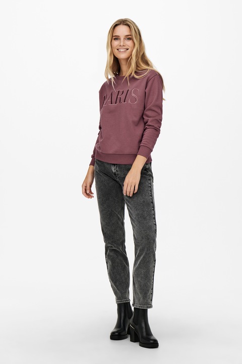 JdY, Bluza de trening cu text brodat, Rosu prafuit, XS