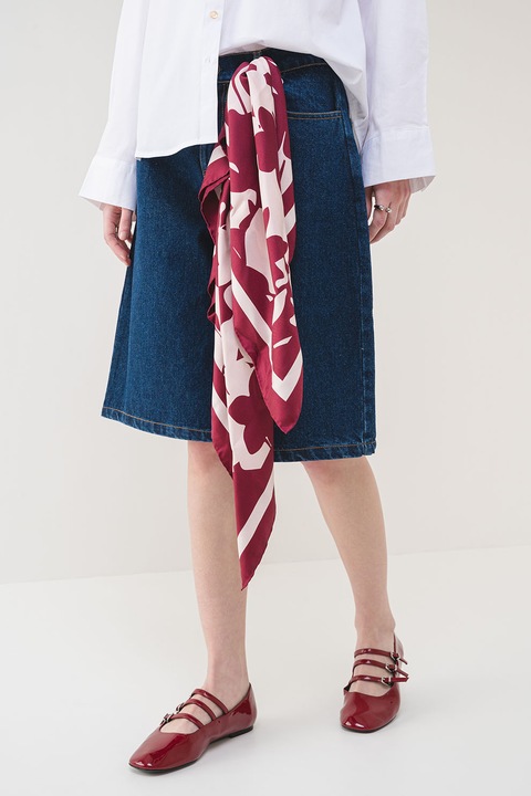 Pieces, Дънкови бермуди Flora с широк крачол, Тъмносин