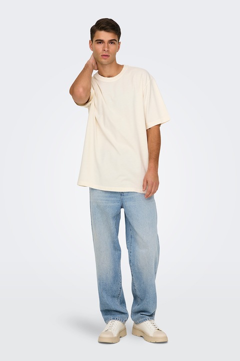 Only & Sons, Mosott hatású straight fit farmernadrág, Világoskék