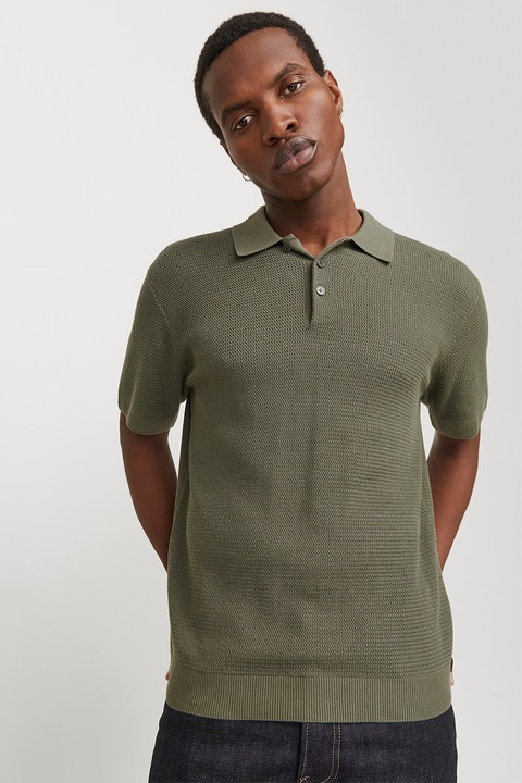 Jack & Jones, Galléros pamutpóló, Khaki