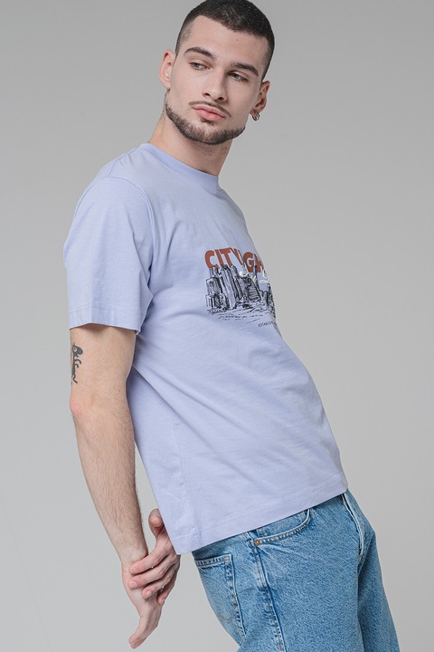 Jack & Jones, Kerek nyakú mintás póló, Halványlila