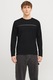 Jack & Jones, Блуза с овално деколте и райе на гърдите, Черен