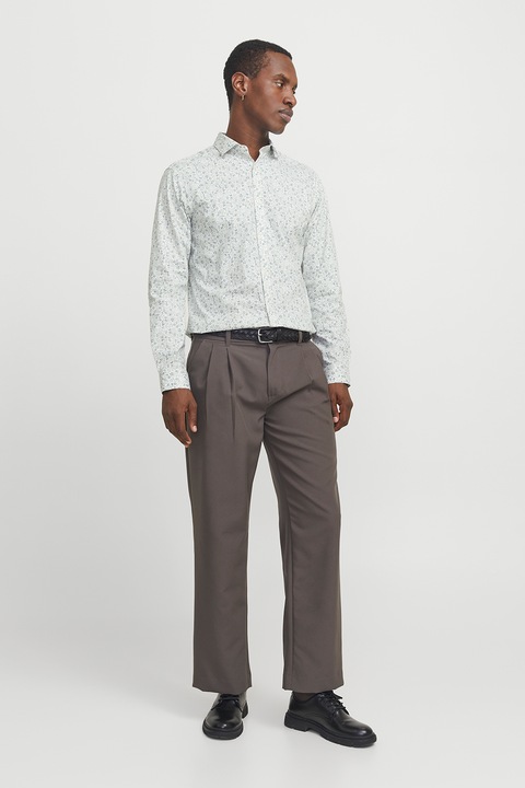Jack & Jones, Szűk fazonú mintás ing, Fehér/Hamuszürke, XL