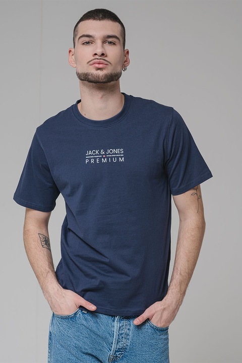 Jack & Jones, Blu Atlas kerek nyakú logós póló, Tengerészkék