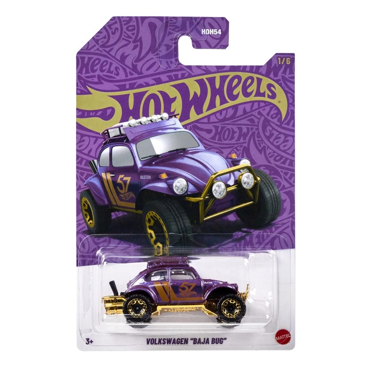 Masinuta metalica Hot Wheels, Volkswagen Baja Bug, 57th Anniversary Pearl & Chrome, JDM20, 1:64