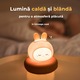 Lampa de noapte, Pitikot®, Model Iepuras, Lampa de Veghe Portabila cu Control Tactil – Pentru copii sau bebelusi - 3 moduri de iluminare - Din Silicon – Lumina Calda - Acumulator 1200 mAh