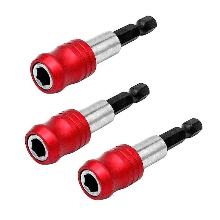 Set 3 bucati suport biti surubelnita magnetici 1/4", Yakumuz, 60mm, pentru surubelnite si bormasini