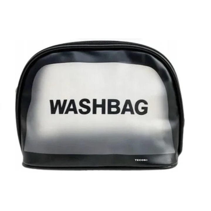 Utazótáska kozmetikumokhoz, Tecos®, mérete 20x8,5x14,5 cm, vízálló, fekete