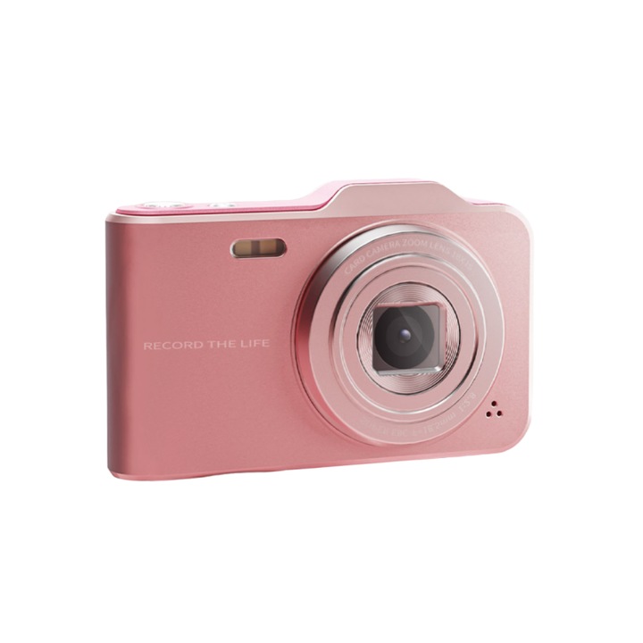 CCD kamera, 48 megapixel, automatikus fókusz, dupla kamera, 16x, 8 szűrő, 1080p minőség, 2,4 hüvelyk, elektronikus stabilizátor, kompakt és hordozható, rózsaszín