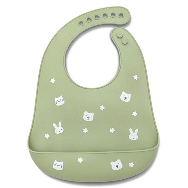 Lorelli szilikon előke zsebbel - Natural_ Fresh Green