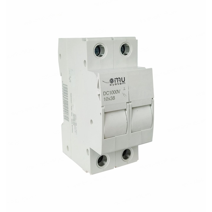 Soclu port fuzibil 10X38 DC1000V 2P 2 poli siguranta fuzibila cilindrica pentru sisteme cu panouri fotovoltaice