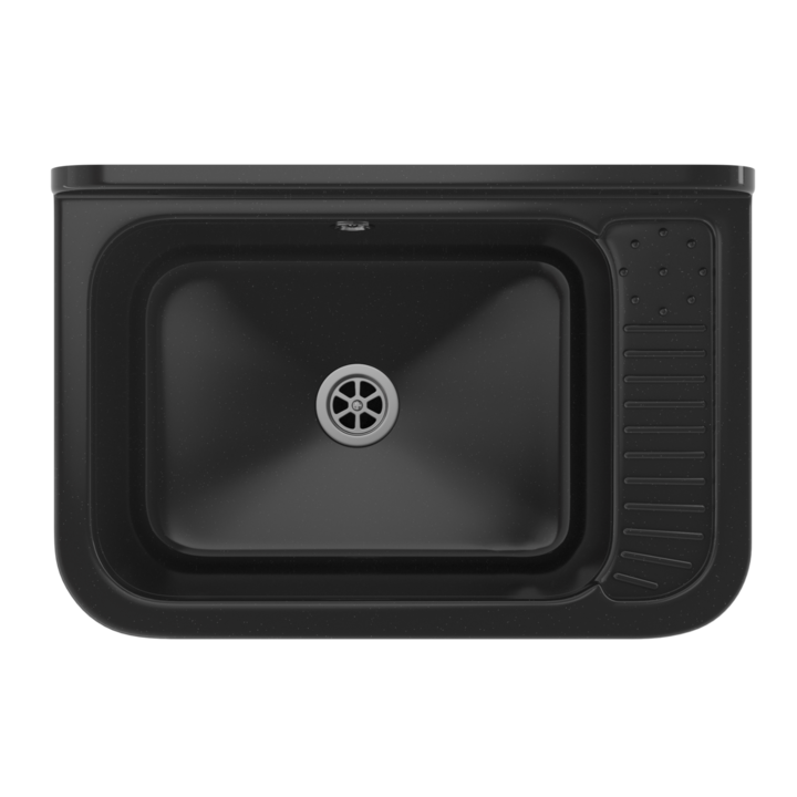 Chiuveta utilitara POLO neagra, polipropilena de inalta rezistenta, 508x338mm, forma dreptunghiulara, 1 compartiment, ideala pentru garaj, atelier, gradina, spalatorie, camera tehnica. Inclus sifon complet, durabila si usor de curatat, solu