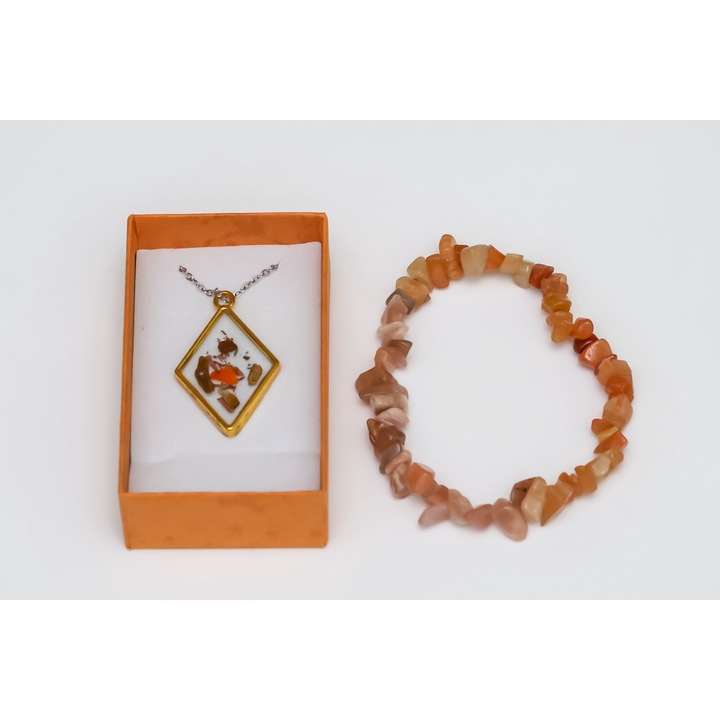 Set pandantiv orgonit si bratara carneol