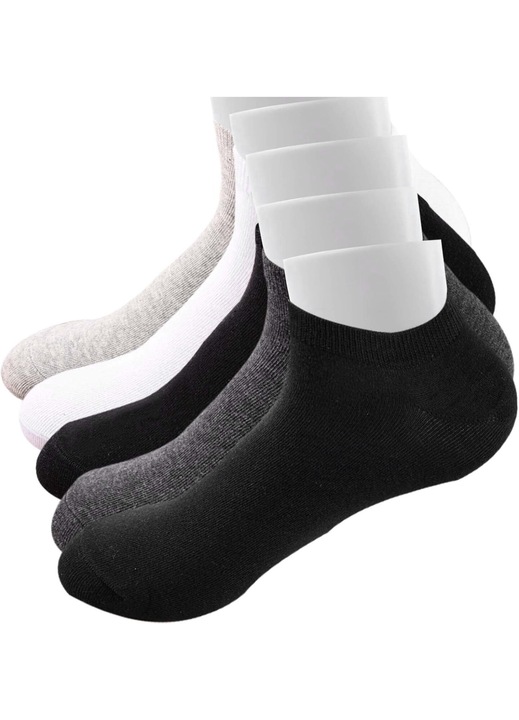 Set 5 perechi sosete antialunecare, marimea 35-37, negru, alb, gri, gri inchis