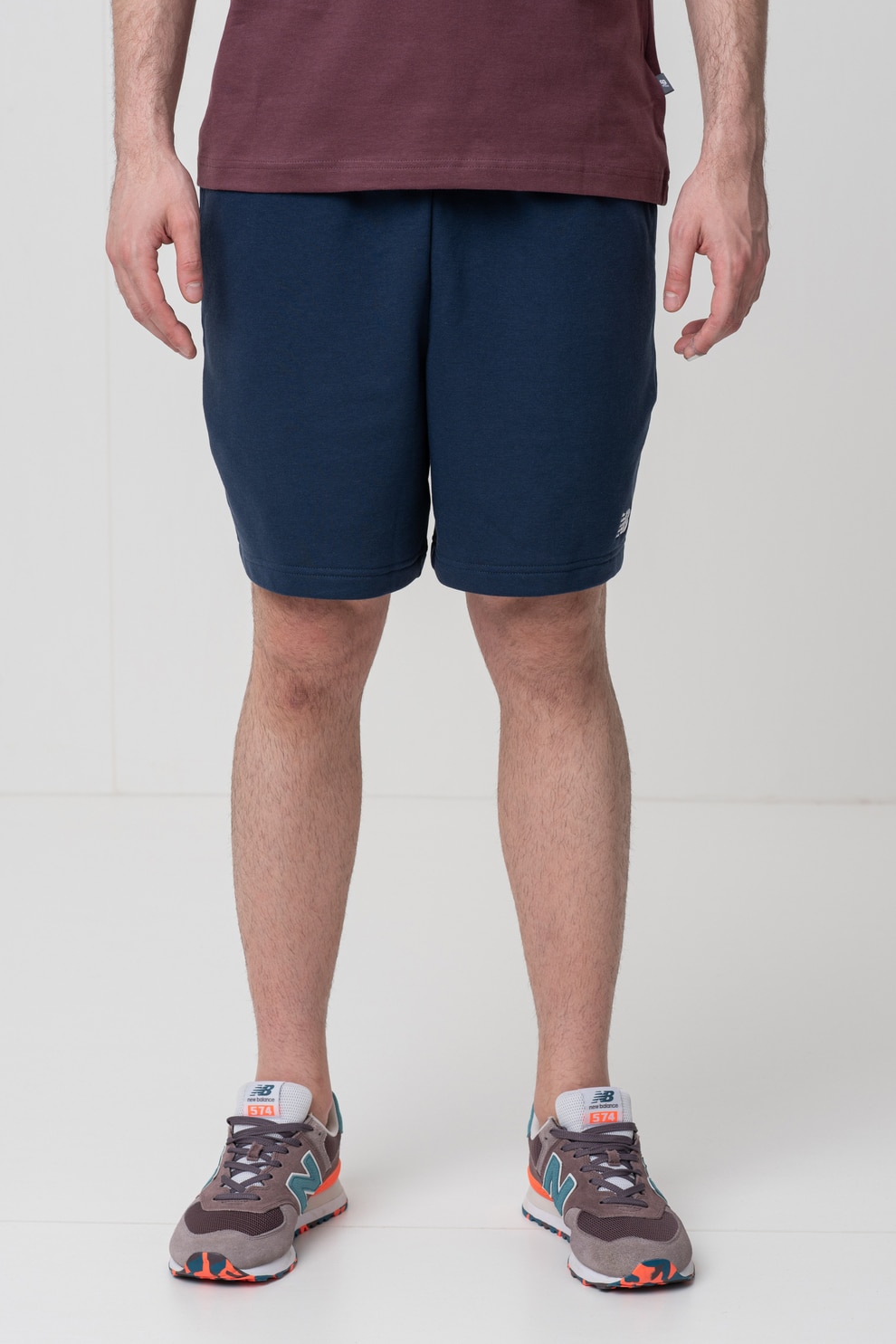 New Balance, Pantaloni scurti de trening cu croiala relaxed fit, Bleumarin, L