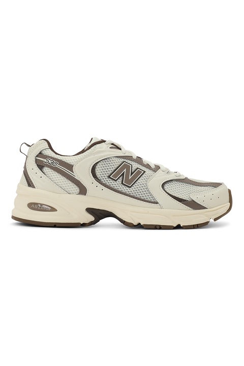New Balance, Pantofi sport unisex cu insertii din piele ecologica 530, Maro inchis/Alb fildes