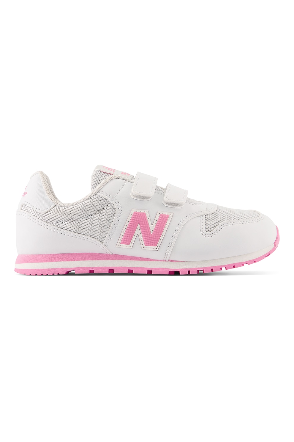 New Balance, 500 Pantofi sport cu velcro, Roz deschis, Alb optic, 34.5 EU