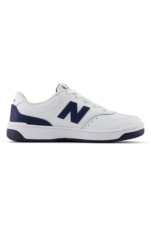 New Balance, 80 Pantofi sport low-cut de piele ecologica, Albastru inchis/Alb optic