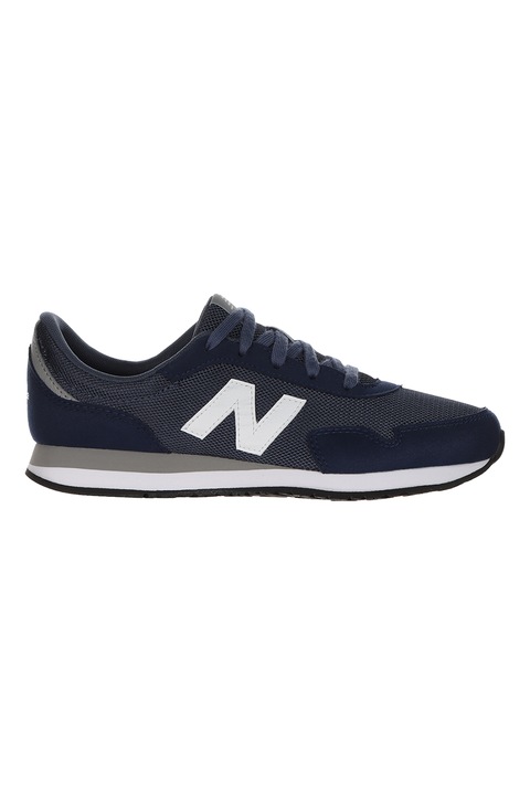 New Balance, 323 Pantofi sport cu insertii din piele intoarsa, Alb optic/Bleumarin