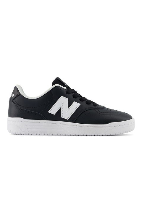 New Balance, 80 Pantofi sport de piele ecologica si material textil, Negru/Alb optic