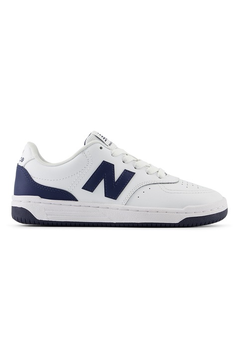 New Balance, 80 Pantofi sport de piele ecologica cu insertii din material textil, Albastru inchis/Alb optic