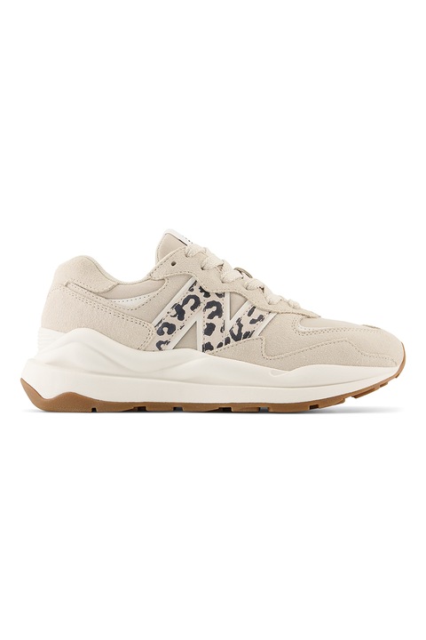 New Balance, 57/40 Pantofi sport de piele cu captuseala din material textil, Bej inchis/Gri inchis, 37