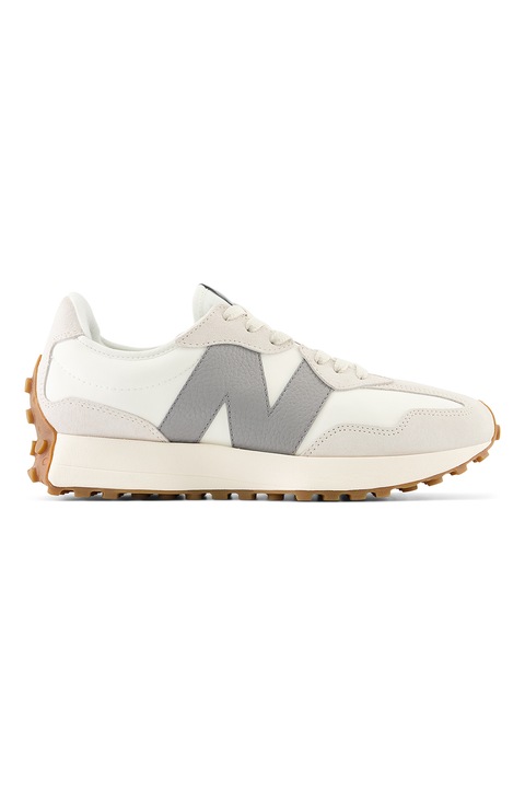 New Balance, Велурени спортни обувки с лого, Слонова кост/Сив/Светло бежово